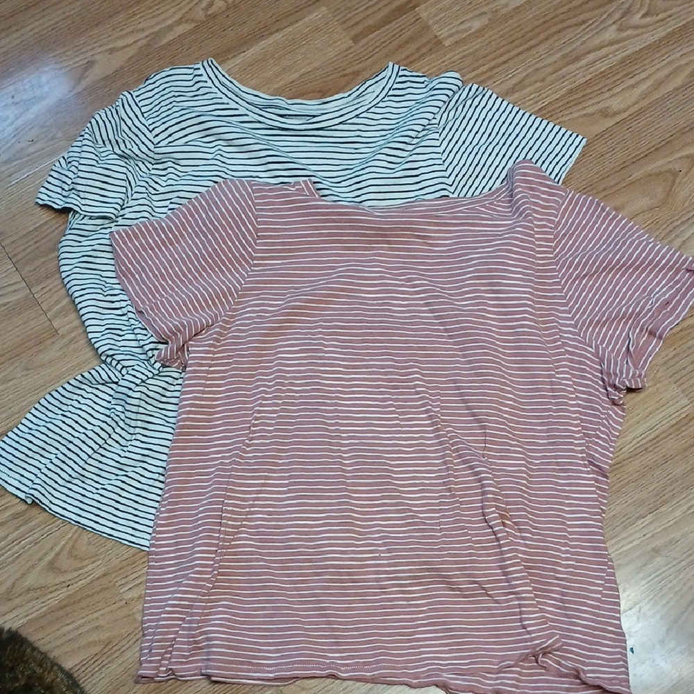 Striped Short Sleeve Tee - Pink & White